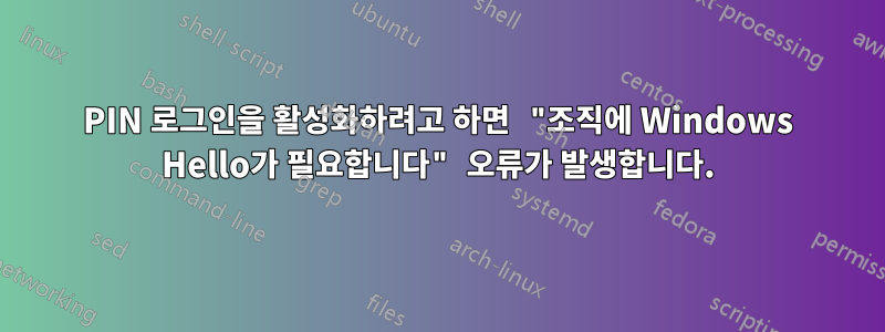 PIN 로그인을 활성화하려고 하면 "조직에 Windows Hello가 필요합니다" 오류가 발생합니다.
