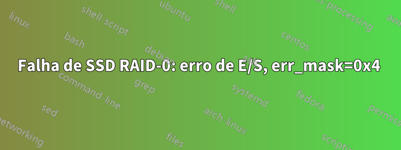 Falha de SSD RAID-0: erro de E/S, err_mask=0x4