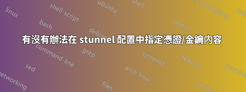 有沒有辦法在 stunnel 配置中指定憑證/金鑰內容