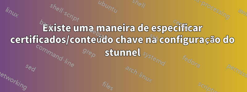 Existe uma maneira de especificar certificados/conteúdo chave na configuração do stunnel