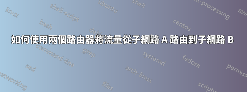 如何使用兩個路由器將流量從子網路 A 路由到子網路 B