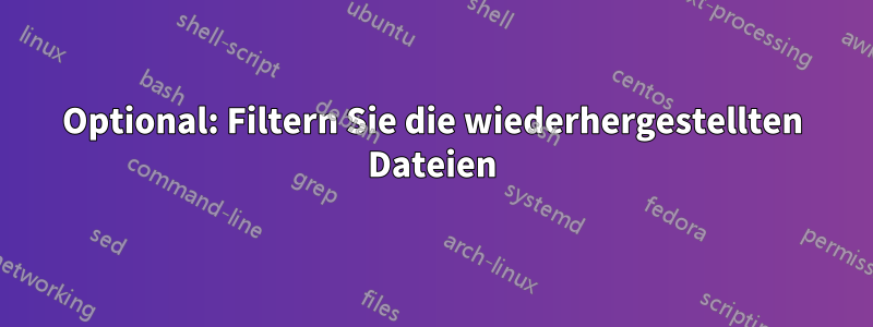 Optional: Filtern Sie die wiederhergestellten Dateien
