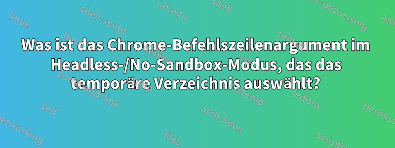 Was ist das Chrome-Befehlszeilenargument im Headless-/No-Sandbox-Modus, das das temporäre Verzeichnis auswählt?