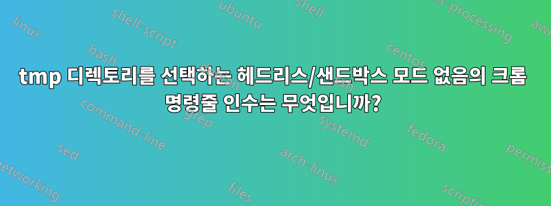 tmp 디렉토리를 선택하는 헤드리스/샌드박스 모드 없음의 크롬 명령줄 인수는 무엇입니까?
