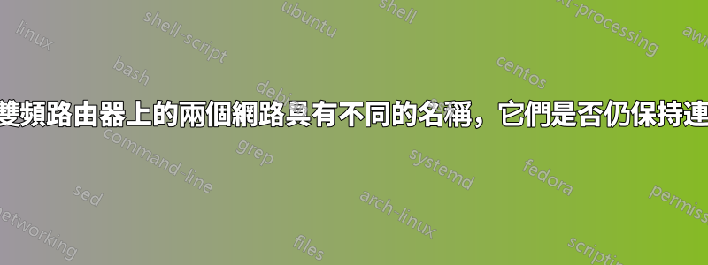 如果雙頻路由器上的兩個網路具有不同的名稱，它們是否仍保持連線？