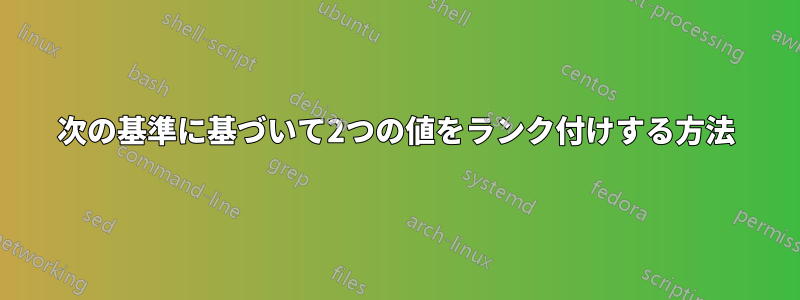 次の基準に基づいて2つの値をランク付けする方法