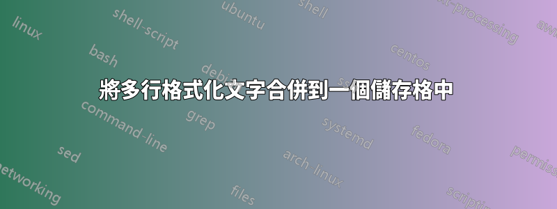 將多行格式化文字合併到一個儲存格中
