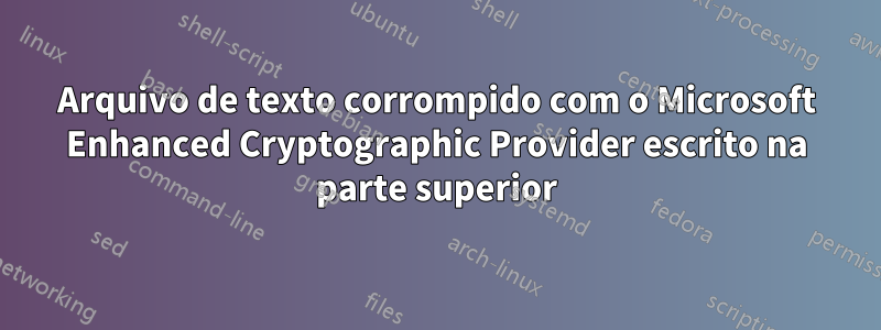 Arquivo de texto corrompido com o Microsoft Enhanced Cryptographic Provider escrito na parte superior