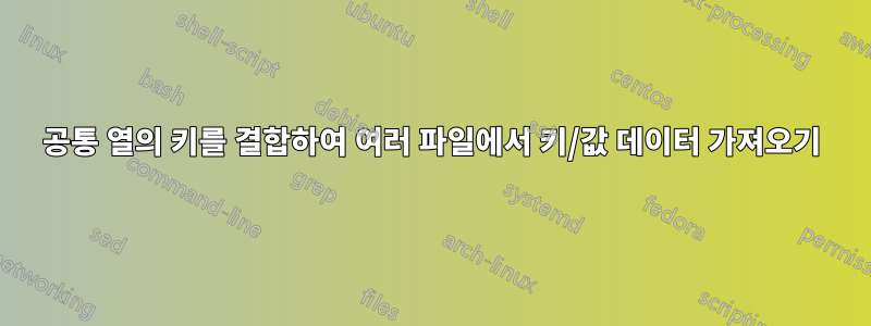 공통 열의 키를 결합하여 여러 파일에서 키/값 데이터 가져오기