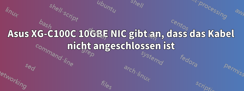 Asus XG-C100C 10GBE NIC gibt an, dass das Kabel nicht angeschlossen ist