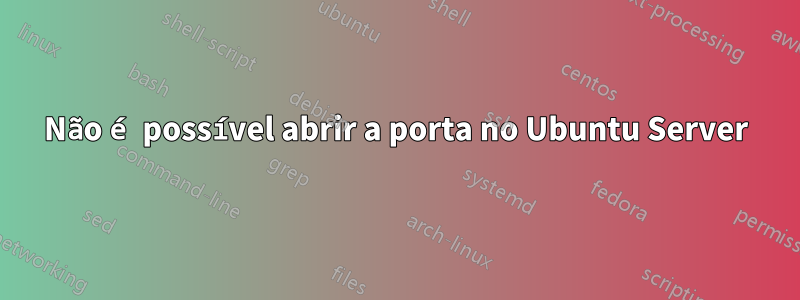 Não é possível abrir a porta no Ubuntu Server