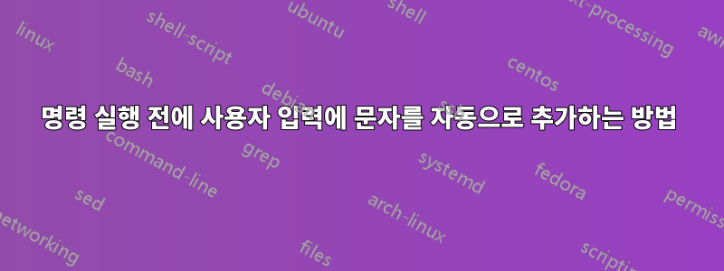 명령 실행 전에 사용자 입력에 문자를 자동으로 추가하는 방법