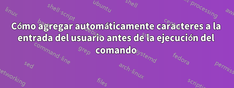 Cómo agregar automáticamente caracteres a la entrada del usuario antes de la ejecución del comando