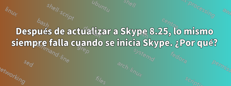 Después de actualizar a Skype 8.25, lo mismo siempre falla cuando se inicia Skype. ¿Por qué?