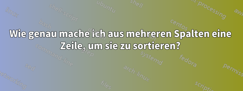 Wie genau mache ich aus mehreren Spalten eine Zeile, um sie zu sortieren?