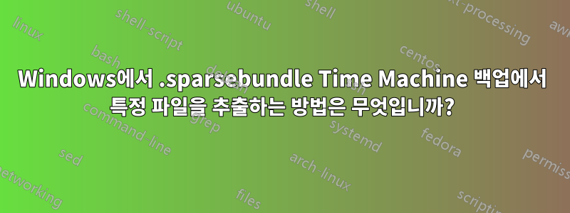 Windows에서 .sparsebundle Time Machine 백업에서 특정 파일을 추출하는 방법은 무엇입니까?