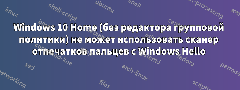 Windows 10 Home (без редактора групповой политики) не может использовать сканер отпечатков пальцев с Windows Hello