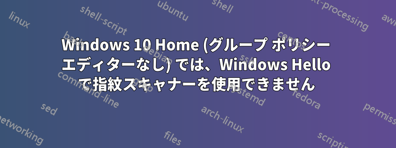 Windows 10 Home (グループ ポリシー エディターなし) では、Windows Hello で指紋スキャナーを使用できません