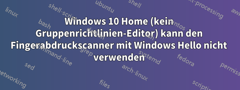 Windows 10 Home (kein Gruppenrichtlinien-Editor) kann den Fingerabdruckscanner mit Windows Hello nicht verwenden