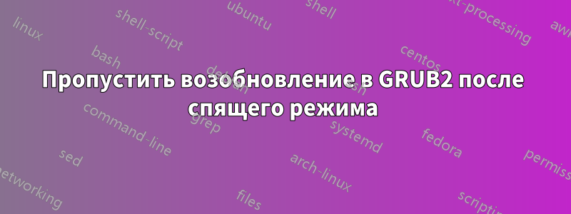 Пропустить возобновление в GRUB2 после спящего режима