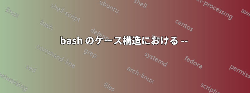 bash のケース構造における --) はどういう意味ですか?