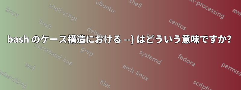 bash のケース構造における --) はどういう意味ですか?