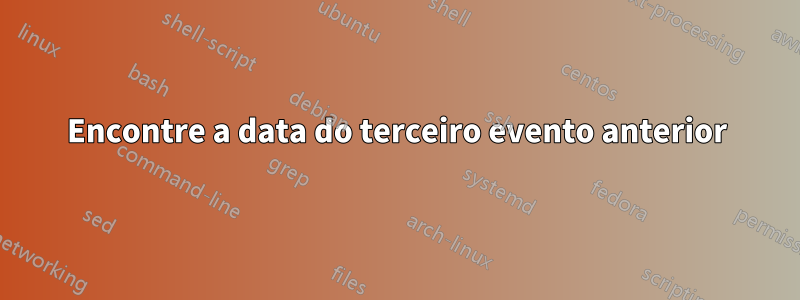 Encontre a data do terceiro evento anterior