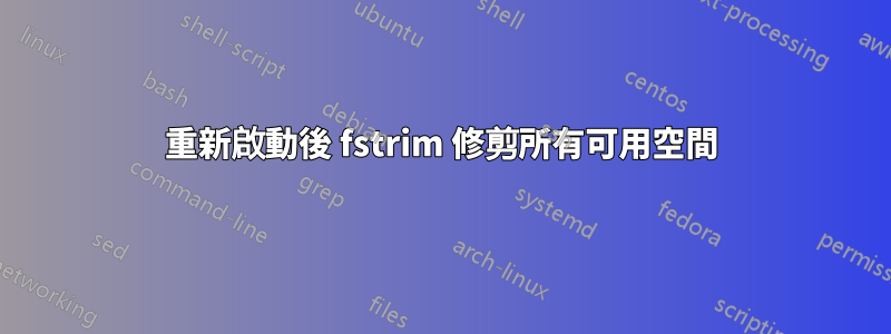 重新啟動後 fstrim 修剪所有可用空間