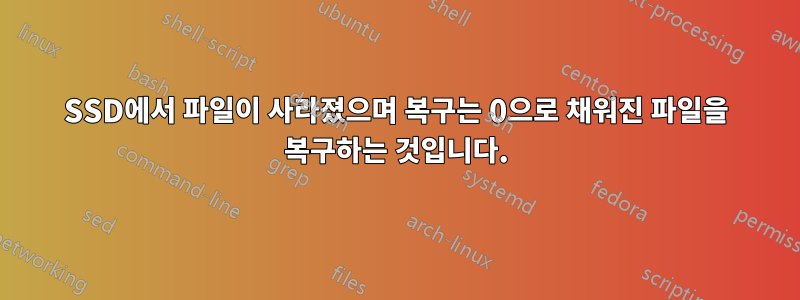 SSD에서 파일이 사라졌으며 복구는 0으로 채워진 파일을 복구하는 것입니다.