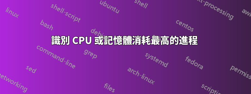 識別 CPU 或記憶體消耗最高的進程