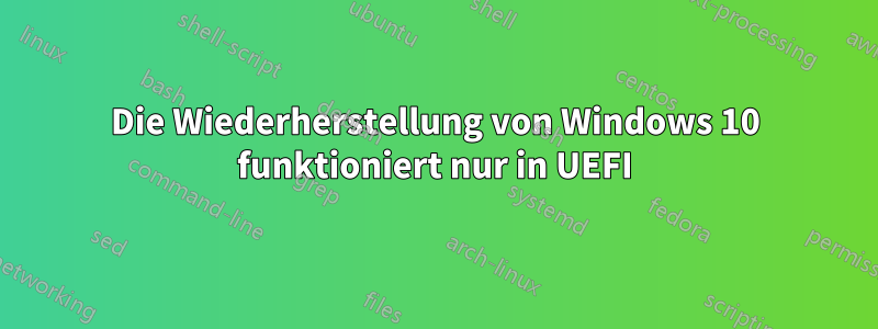 Die Wiederherstellung von Windows 10 funktioniert nur in UEFI