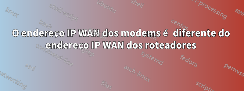 O endereço IP WAN dos modems é diferente do endereço IP WAN dos roteadores