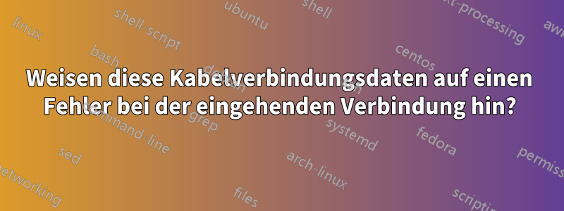 Weisen diese Kabelverbindungsdaten auf einen Fehler bei der eingehenden Verbindung hin?