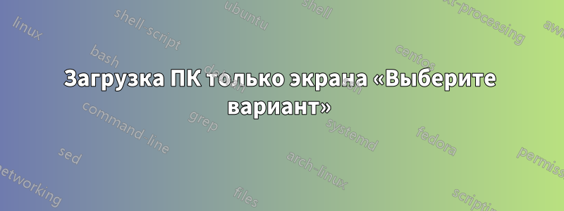 Загрузка ПК только экрана «Выберите вариант»