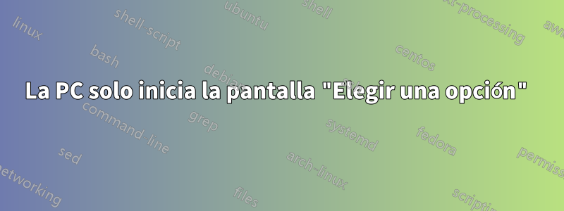 La PC solo inicia la pantalla "Elegir una opción"