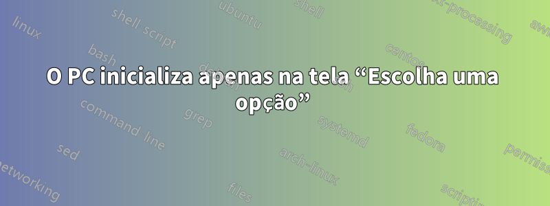 O PC inicializa apenas na tela “Escolha uma opção”