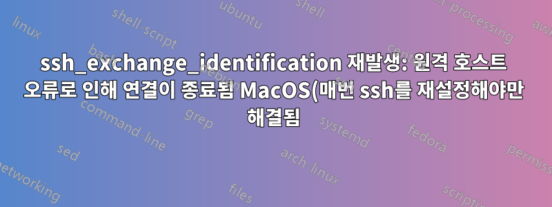 ssh_exchange_identification 재발생: 원격 호스트 오류로 인해 연결이 종료됨 MacOS(매번 ssh를 재설정해야만 해결됨)