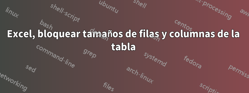 Excel, bloquear tamaños de filas y columnas de la tabla