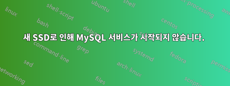 새 SSD로 인해 MySQL 서비스가 시작되지 않습니다.