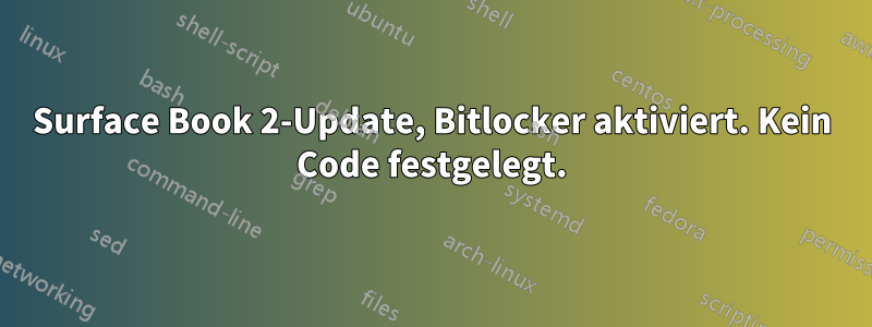 Surface Book 2-Update, Bitlocker aktiviert. Kein Code festgelegt.