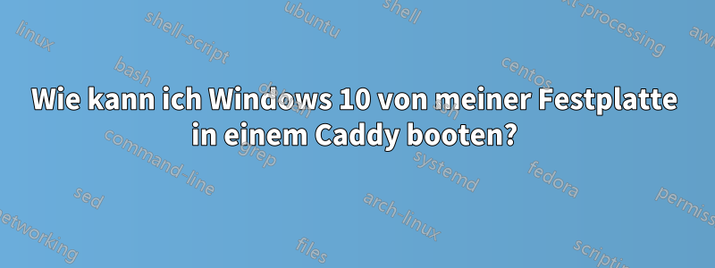 Wie kann ich Windows 10 von meiner Festplatte in einem Caddy booten?