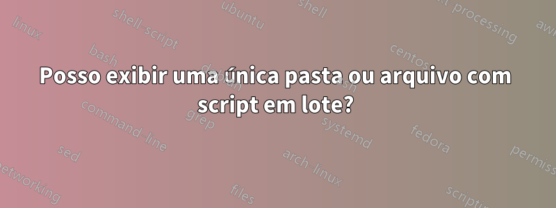 Posso exibir uma única pasta ou arquivo com script em lote?