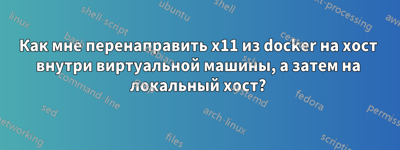 Как мне перенаправить x11 из docker на хост внутри виртуальной машины, а затем на локальный хост?