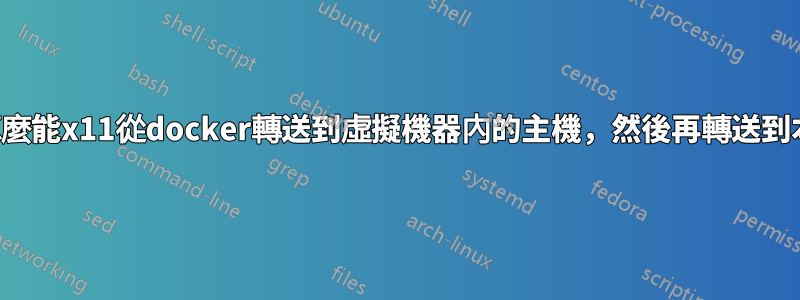 我怎麼能x11從docker轉送到虛擬機器內的主機，然後再轉送到本機