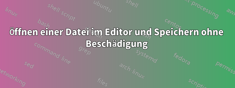 Öffnen einer Datei im Editor und Speichern ohne Beschädigung