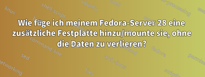 Wie füge ich meinem Fedora-Server 28 eine zusätzliche Festplatte hinzu/mounte sie, ohne die Daten zu verlieren?