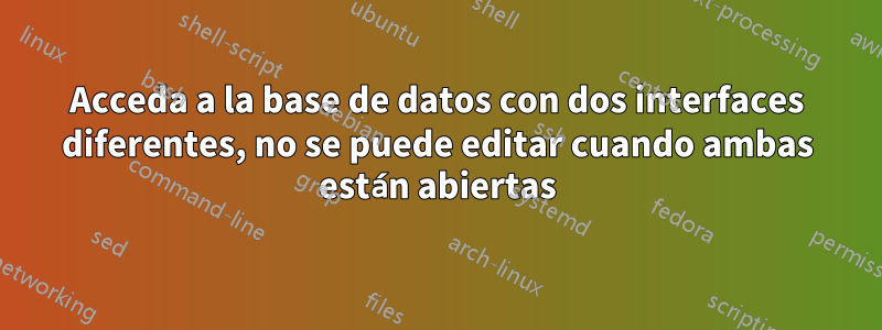 Acceda a la base de datos con dos interfaces diferentes, no se puede editar cuando ambas están abiertas