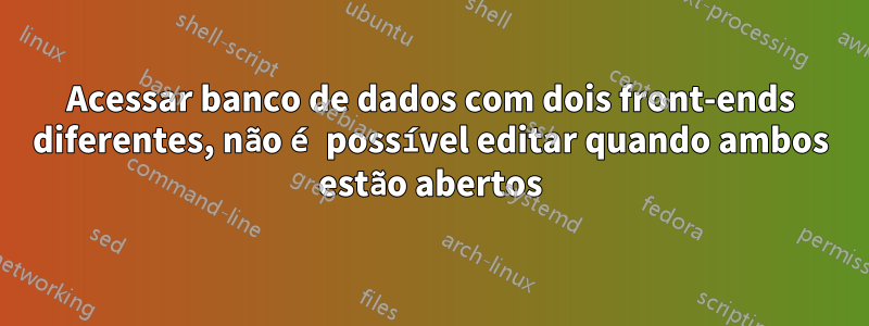 Acessar banco de dados com dois front-ends diferentes, não é possível editar quando ambos estão abertos