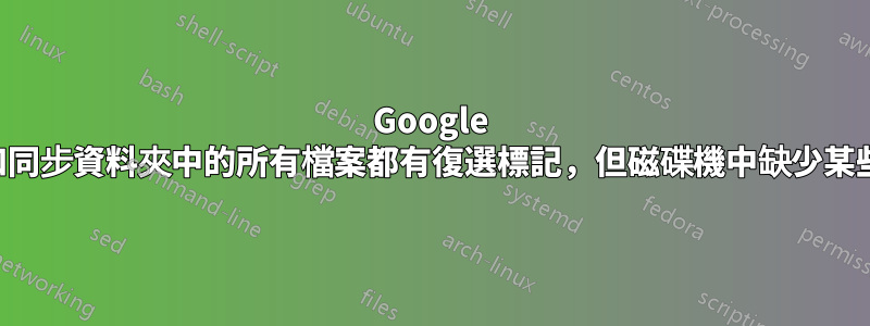 Google 備份和同步資​​料夾中的所有檔案都有復選標記，但磁碟機中缺少某些文件