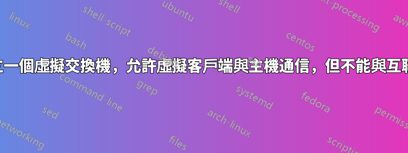 如何建立一個虛擬交換機，允許虛擬客戶端與主機通信，但不能與互聯網通信
